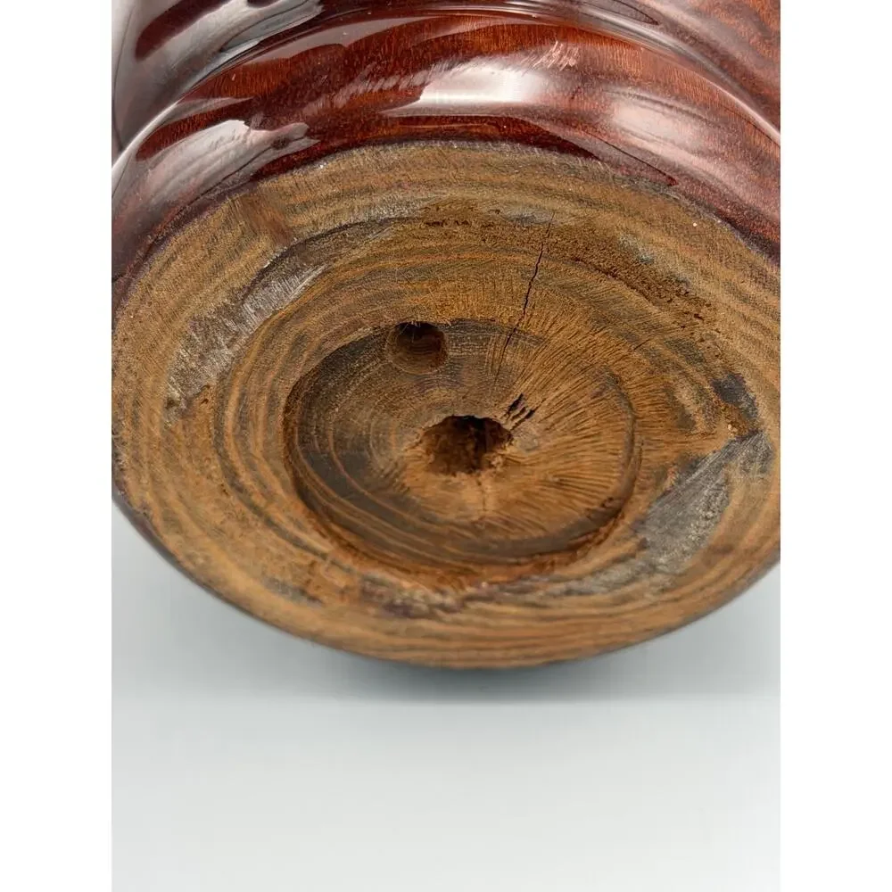 Vintage Hand Turned Wood Vase Burl Grain Studio Art Decorative Vessel